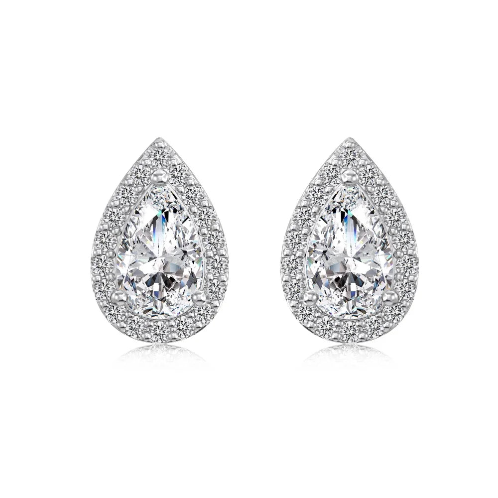 KAKODIY Teardrop Earrings Rhodium-plated 925 Sterling Silver Stud Earrings Female 5A Cube Zirconia Stud Earrings - product image 1