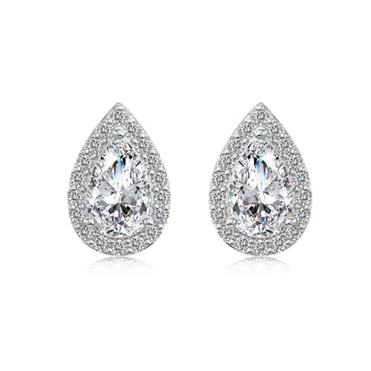 KAKODIY Teardrop Earrings Rhodium-plated 925 Sterling Silver Stud Earrings Female 5A Cube Zirconia Stud Earrings - product image 1