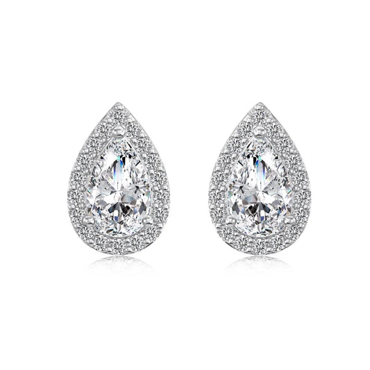 KAKODIY Teardrop Earrings Rhodium-plated 925 Sterling Silver Stud Earrings Female 5A Cube Zirconia Stud Earrings - product image 1