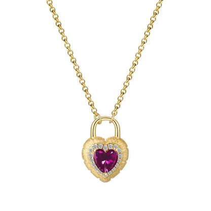 New Design Uniqute Lovers'Lock Charm Pendant Necklace Display 925 Silver Heart Necklace