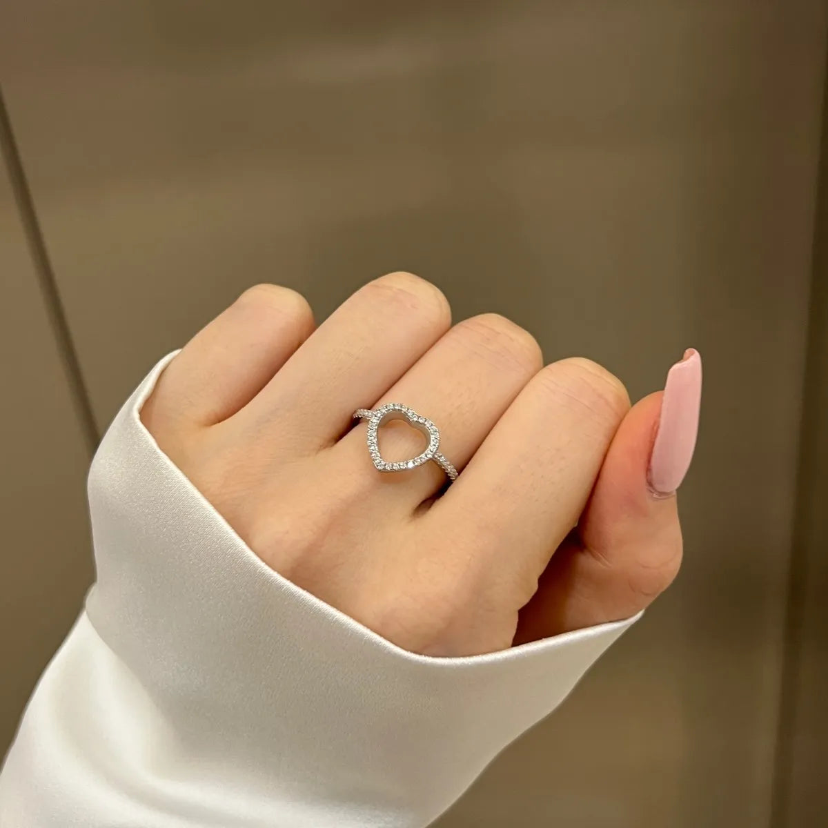 925 Silver Heart CZ Engagement Ring DY121048 product image 5