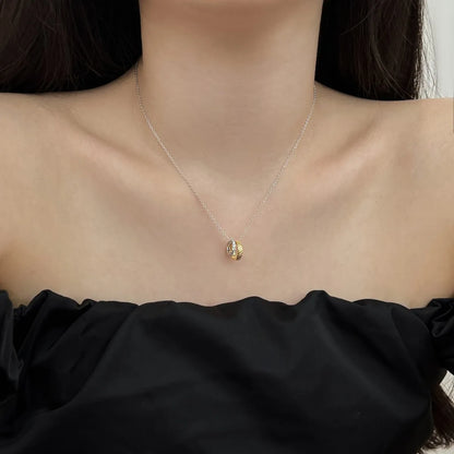 Fine Jewelry Simple Cz Zirconia Necklace Double Circle Pendant 18K  Gold Plated S925 Silver Eternity Necklaces for Women