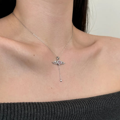 Elegance Fine Fashion Jewelry 925 Silver Link Chain 5A Cubic Zircon Tassel Heart Wings Angel Love Pendant Necklaces