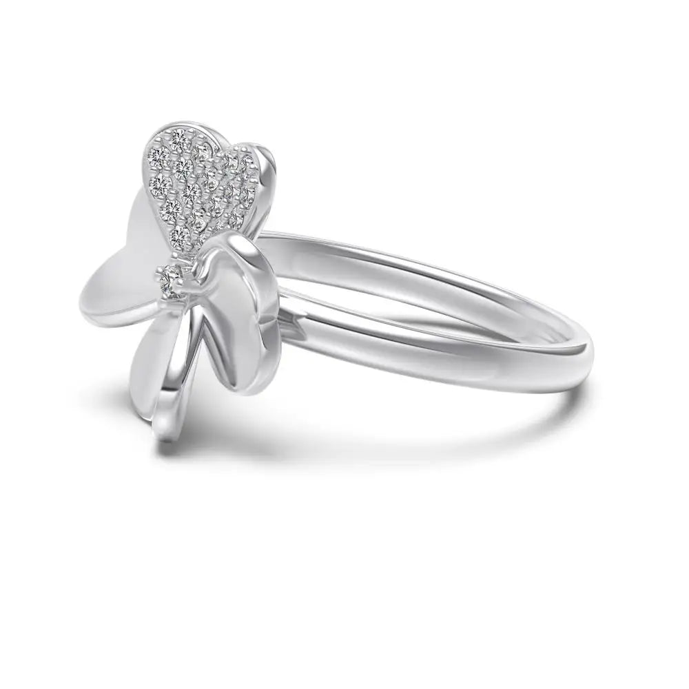 925 Silver Clover Bridal Engagement Ring DY121267 product image 6