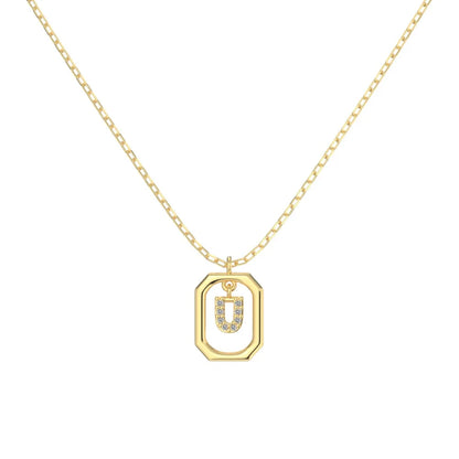 925 Sterling Silver U Initial 5A CZ Necklace product image 6