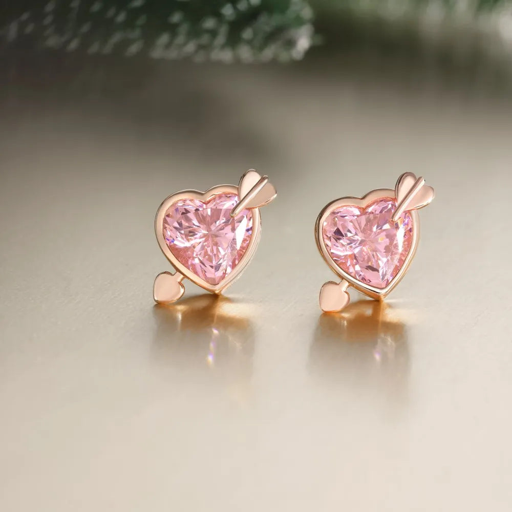 KAKODIY Tiny Charm Boutique Jewelry 925 Sterling Silver Plated Rose Gold Christmas Gift Heart Shape 5A Cubic Zirconia Stud Earrings - product image 5