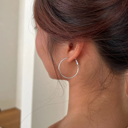 Nickel Free Hypoallergenic 925 Sterling Silver Round Circle Earring 18K Gold Plated Big Large Hoop Earrings for Women Girl