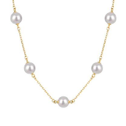 New Arrival Hypoallergenic S925 Sterling Silver Beading Choker Necklace 18K Gold Plated Shell Pearl Necklaces for Women