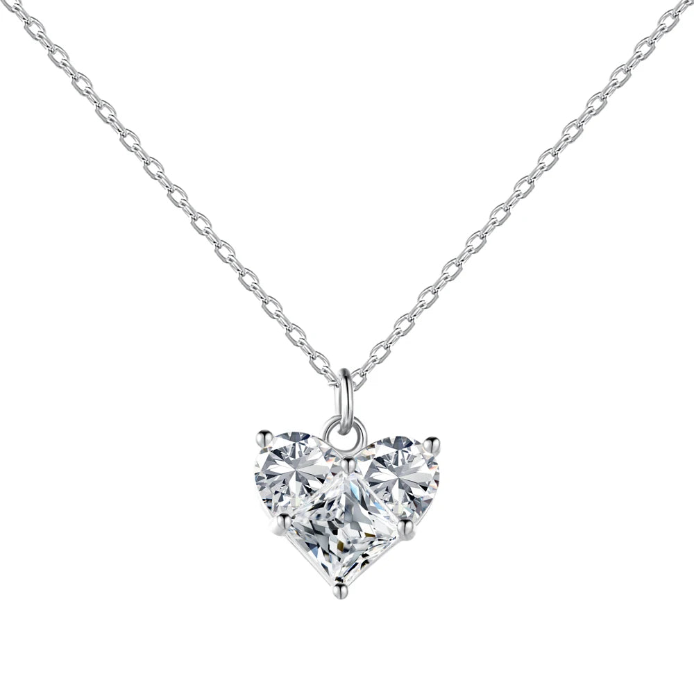 925 Silver Heart CZ Pendant Necklace DY190684 by KAKODIY
