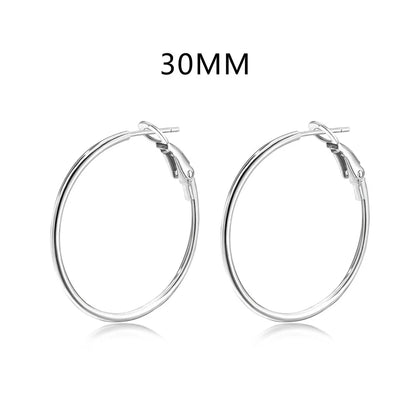 Nickel Free Hypoallergenic 925 Sterling Silver Round Circle Earring 18K Gold Plated Big Large Hoop Earrings for Women Girl