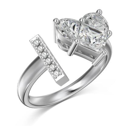 26 Letters Rings for Women Sparkle 5A Cubic Zirconia Love Heart Initial I Open Adjustable Rings Jewelry Accessory Gifts