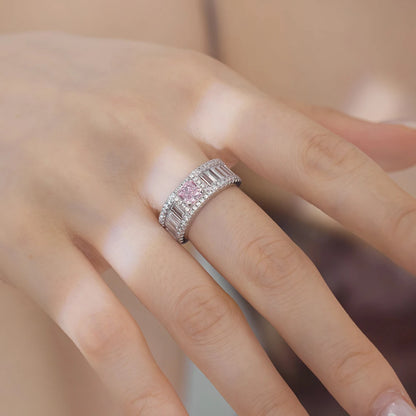 High Jewelry S925 Silver Rhodium Plated Eternity Band Baguette 5A Cubic Zircon Wedding Engagement Jewelry Rings for Women