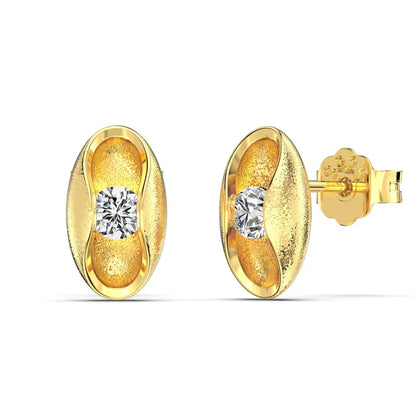 KAKODIY Unique Design 925 Sterling Silver Matte No Fading Oval Frosted Surface Round 5A Cubic Zirconia Stud Earrings