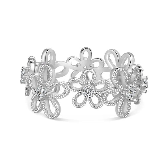 925 Silver Flower Engagement Ring DY121414 by KAKODIY