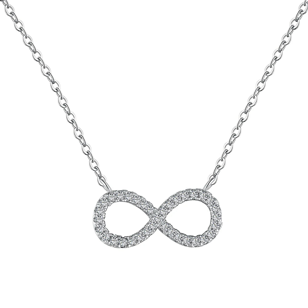 18K Gold Plated  Dainty Infinity Pendants 925 Sterling Silver Necklaces for Women Eternal Friendship Necklace Bijoux Femme Collier