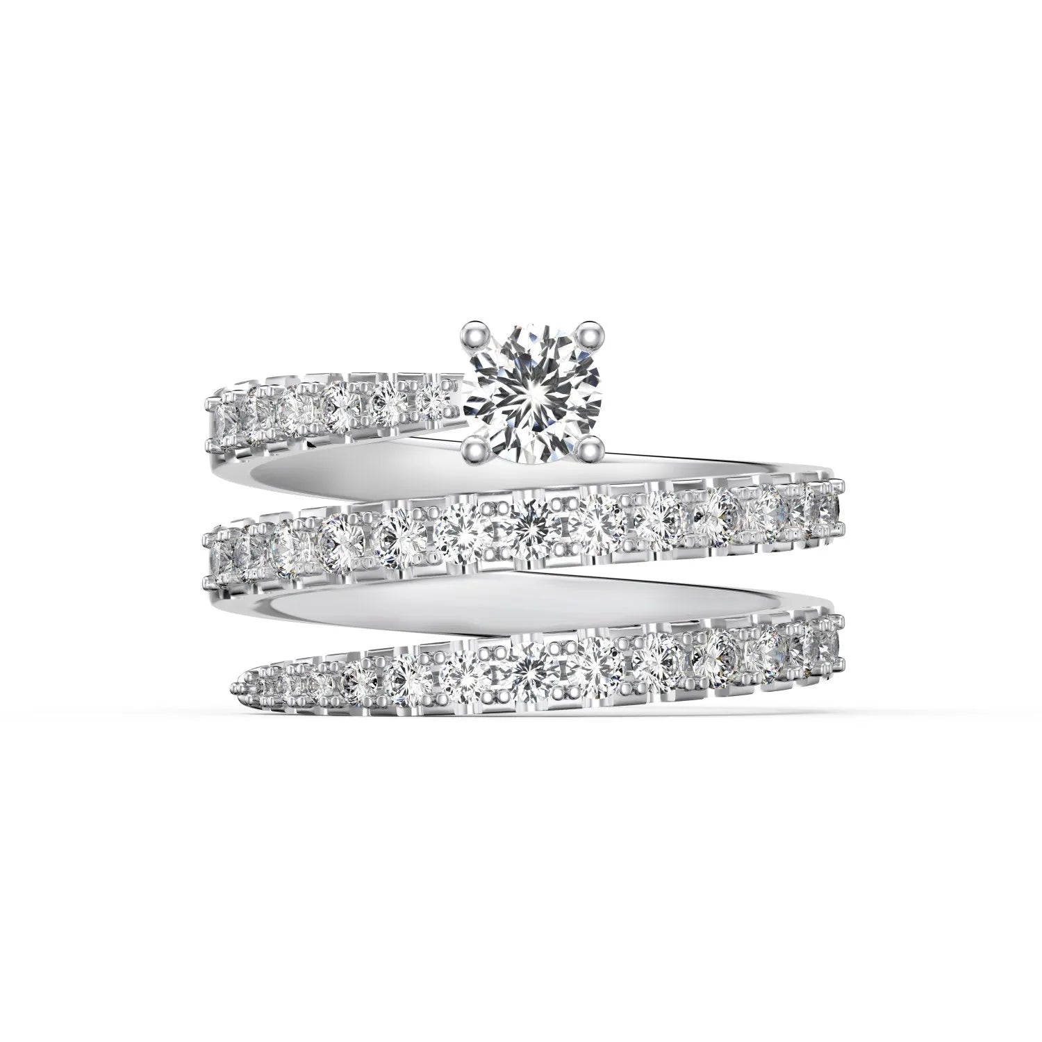 Dazzling 925 Sterling Silver Fine Jewelry Rhodium Plated Multiple Layer Sparil Moissanite 5A Cubic Zirconia Jewelry Rings
