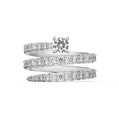 Dazzling 925 Sterling Silver Fine Jewelry Rhodium Plated Multiple Layer Sparil Moissanite 5A Cubic Zirconia Jewelry Rings