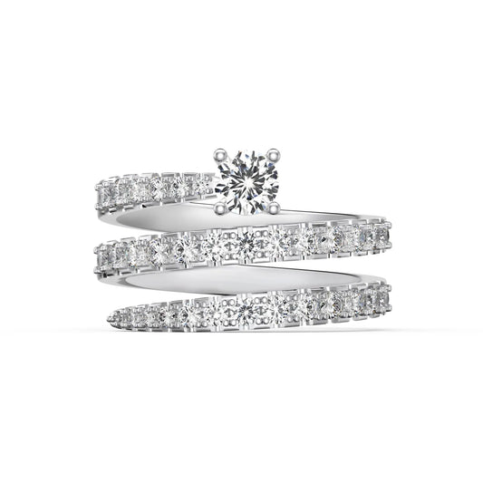 Dazzling 925 Sterling Silver Fine Jewelry Rhodium Plated Multiple Layer Sparil Moissanite 5A Cubic Zirconia Jewelry Rings