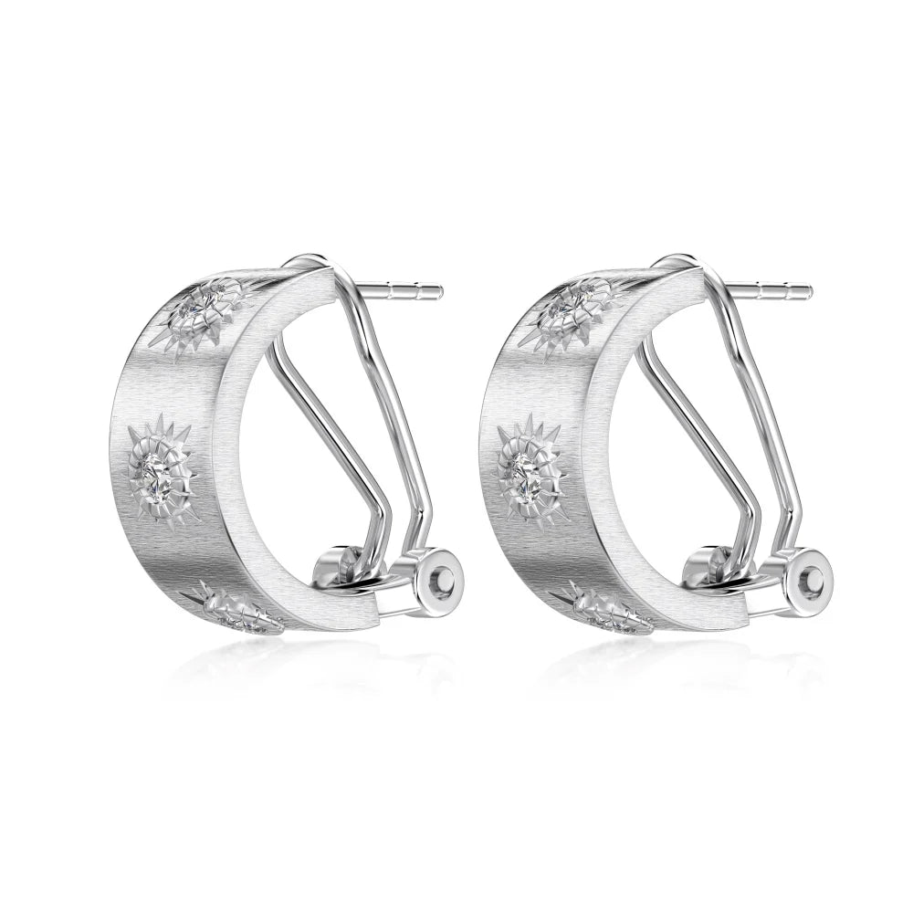 KAKODIY High Jewelry Rhodium 18K Gold Plated Brushed Surface 925 Sterling Silver 5A Cubic Zirconia Women's Clip-on Stud Earrings