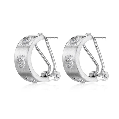 KAKODIY High Jewelry Rhodium 18K Gold Plated Brushed Surface 925 Sterling Silver 5A Cubic Zirconia Women's Clip-on Stud Earrings