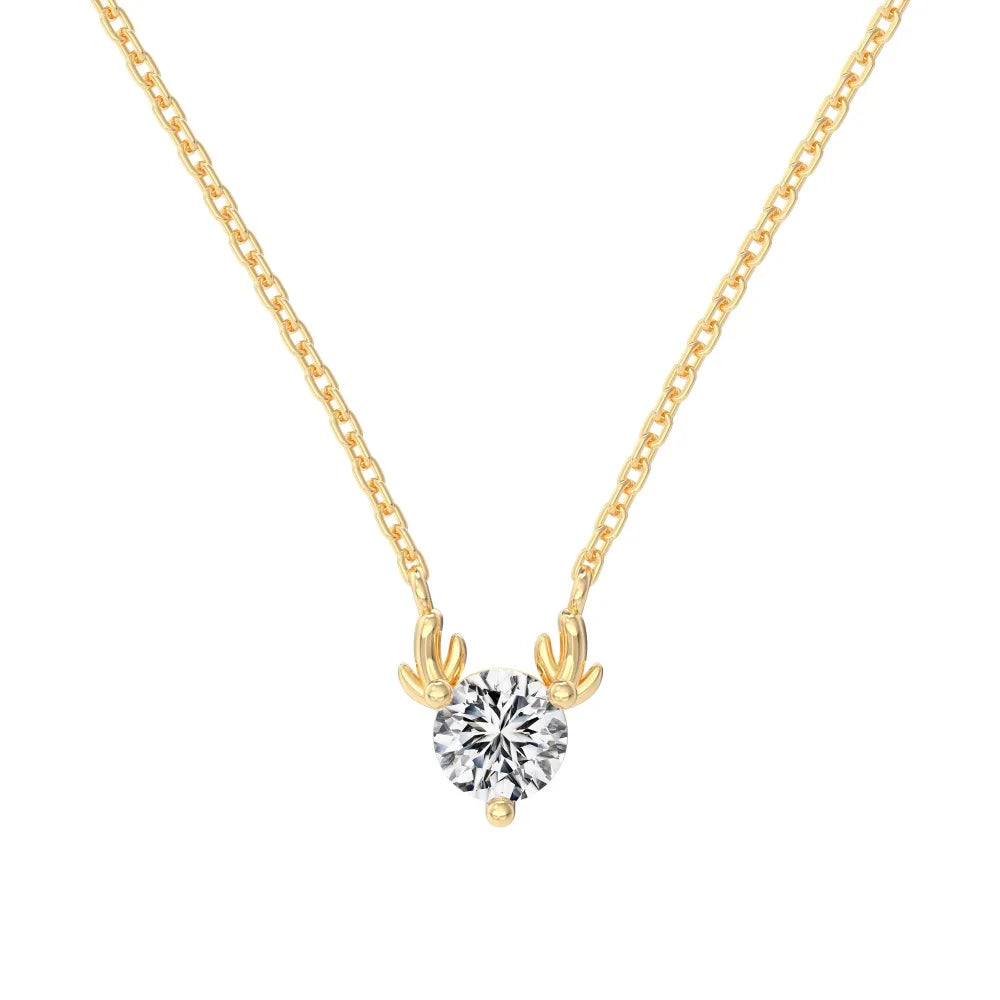 Stylish Delicate Jewelry Rhodium 18K Gold Plated Sterling Silver Link Chain 5A Zirconia Christmas Elk Pendant Necklaces