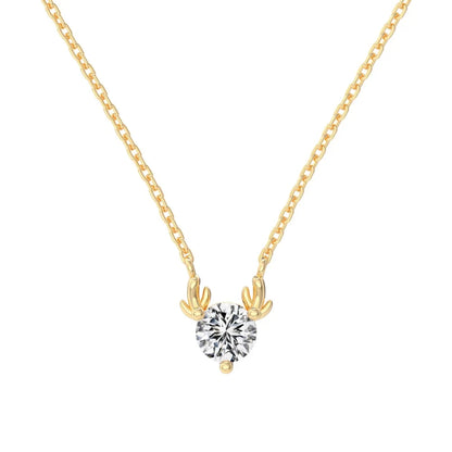 Stylish Delicate Jewelry Rhodium 18K Gold Plated Sterling Silver Link Chain 5A Zirconia Christmas Elk Pendant Necklaces