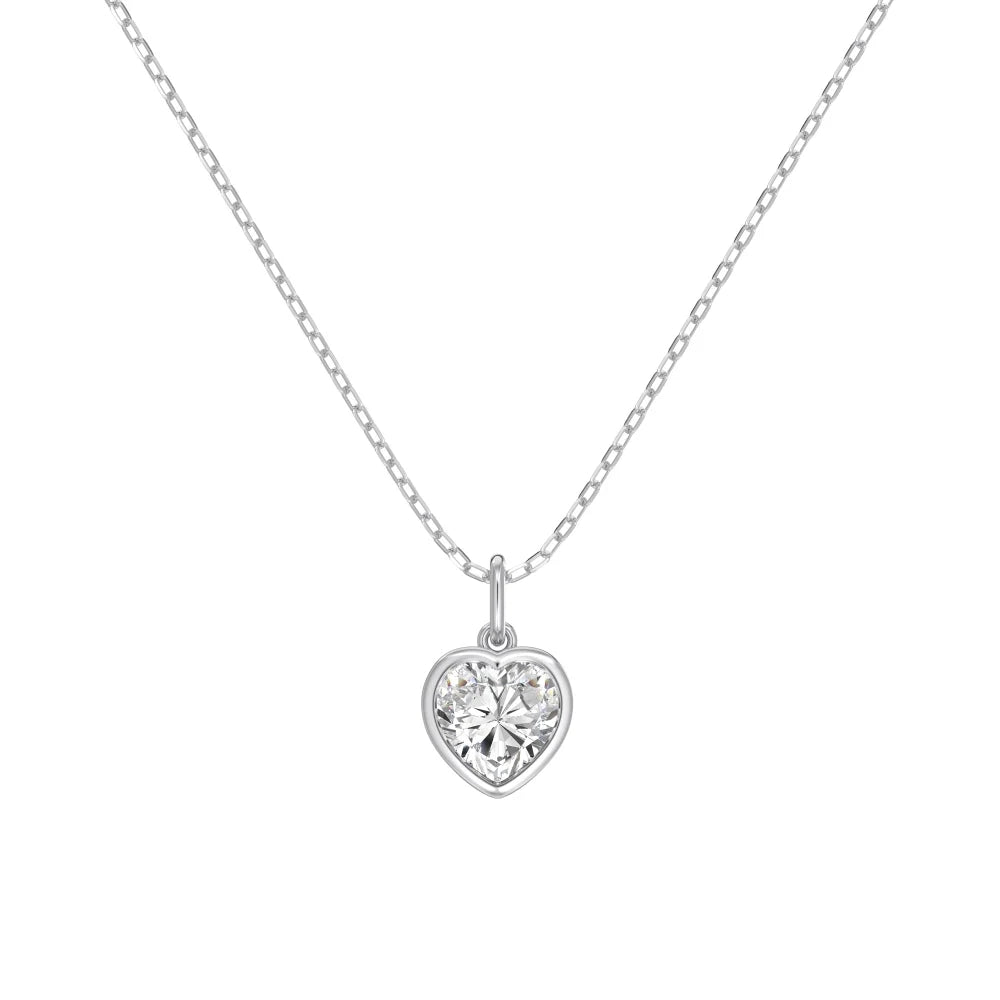 925 Silver Heart 5A CZ Pendant Necklace DY191847 by KAKODIY