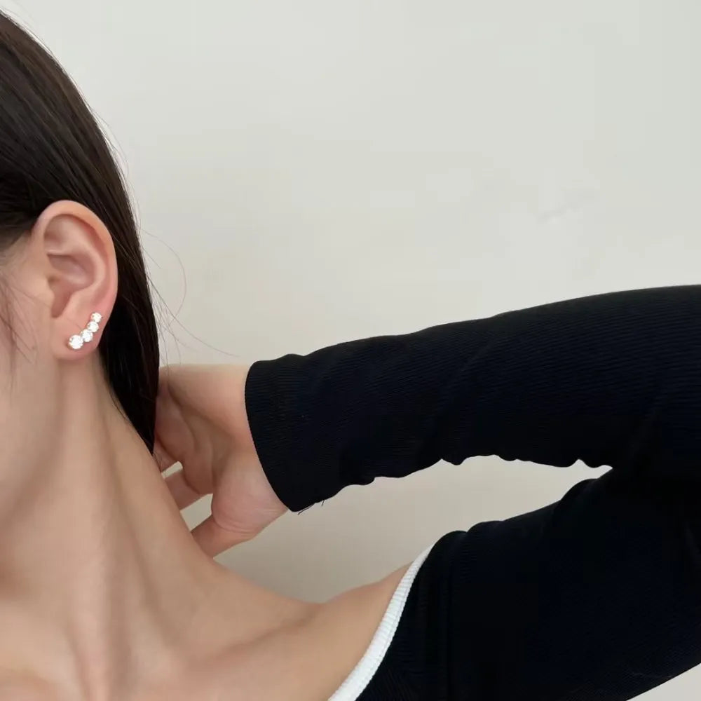 Classic Design Women Fashion Fine Jewelry Wholesale S925 Silver 5A Cubic Zirconia Baguette Circle Bar Shape Stud Earrings