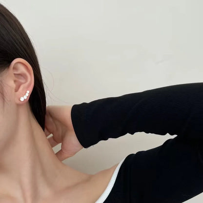 Classic Design Women Fashion Fine Jewelry Wholesale S925 Silver 5A Cubic Zirconia Baguette Circle Bar Shape Stud Earrings