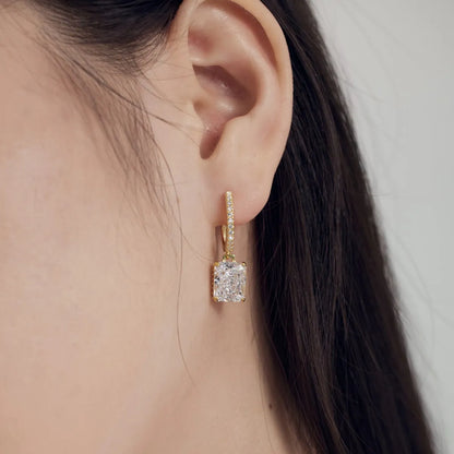 Minimalism Bridal 18K Gold Plated Wedding Drop Earring Cz Cubic Zirconia Jewelry 925 Silver Hoop Huggies Earrings Women