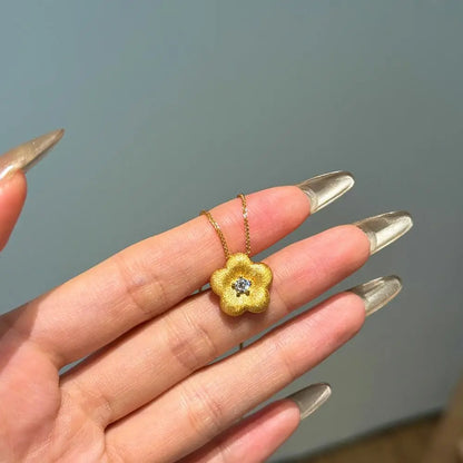 Casual Daily Fine Necklaces Jewellery 5A Zircon Adjustable Flower Pendant Necklace for Girls
