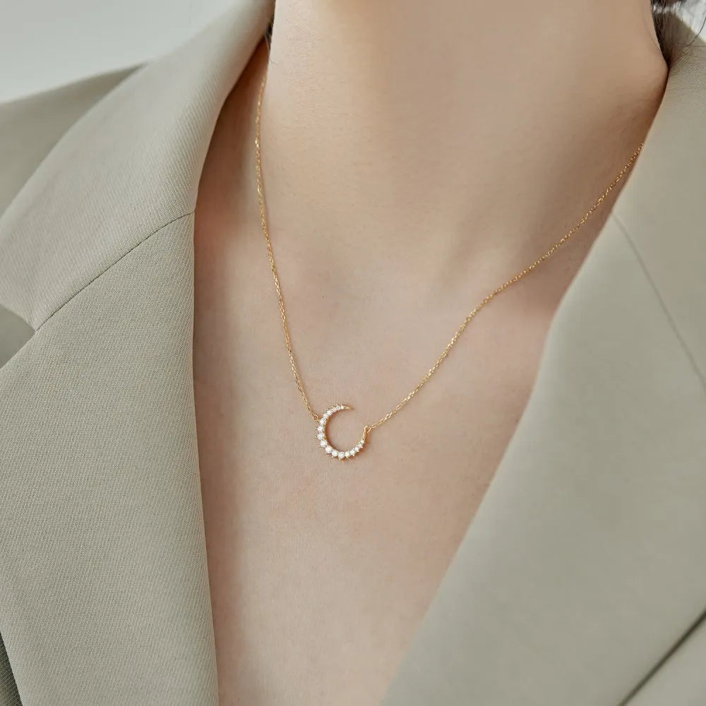 925 Sterling Silver Moon CZ Necklace product image 3