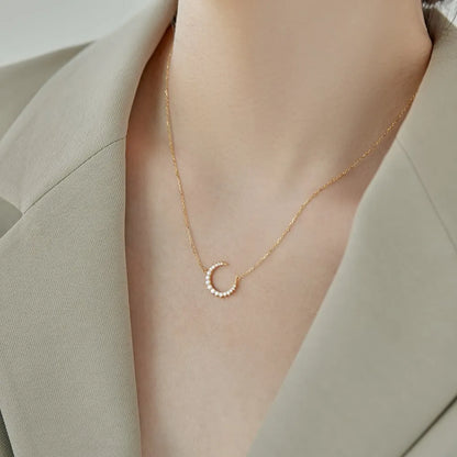 925 Sterling Silver Moon CZ Necklace product image 3
