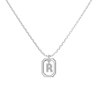 925 Sterling Silver R Initial CZ Necklace product image 5