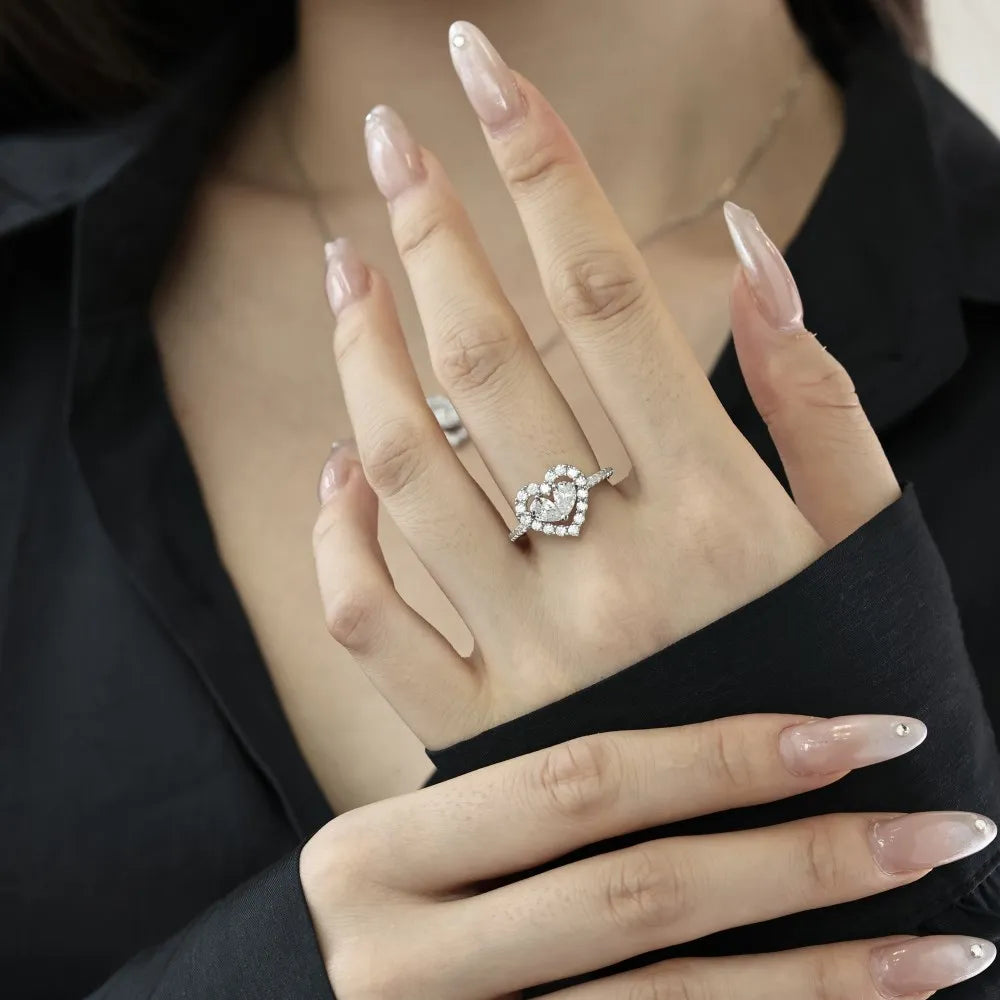 925 Sterling Silver Heart CZ Ring DY121054 product image 2