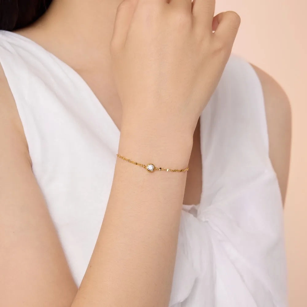 925 Sterling Silver 5A CZ Chain Bracelet DY150668 product image 6