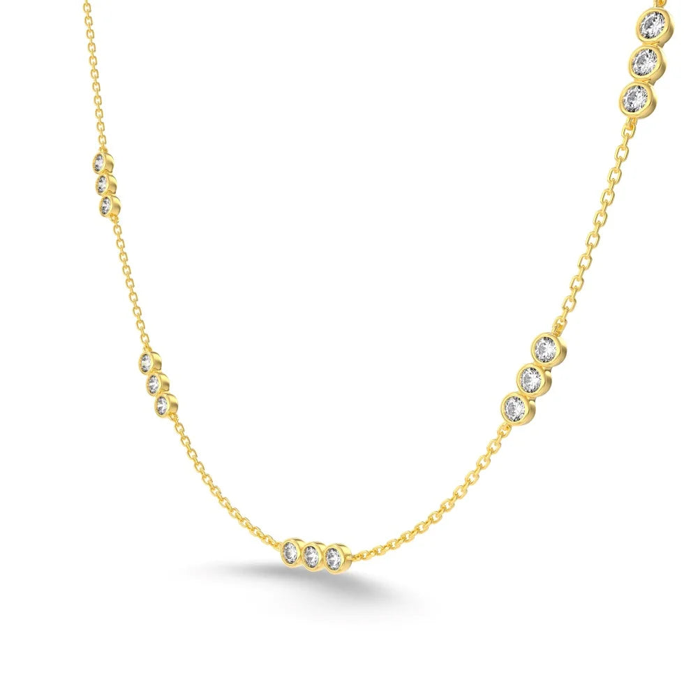 Simplicity Design Delicate Jewelry S925 Silver Link Chain Multiple Circle 5A Cubic Zirconia Stone Women Necklaces