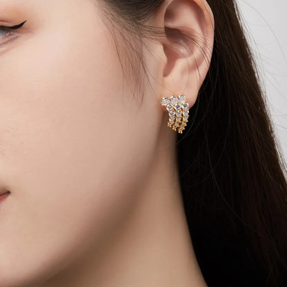 18K Gold Plated  Studs Earring Diamond Daily Wear Fine Jewelry Wholesale Manufacturer S925 Silver Stud Earrings Women