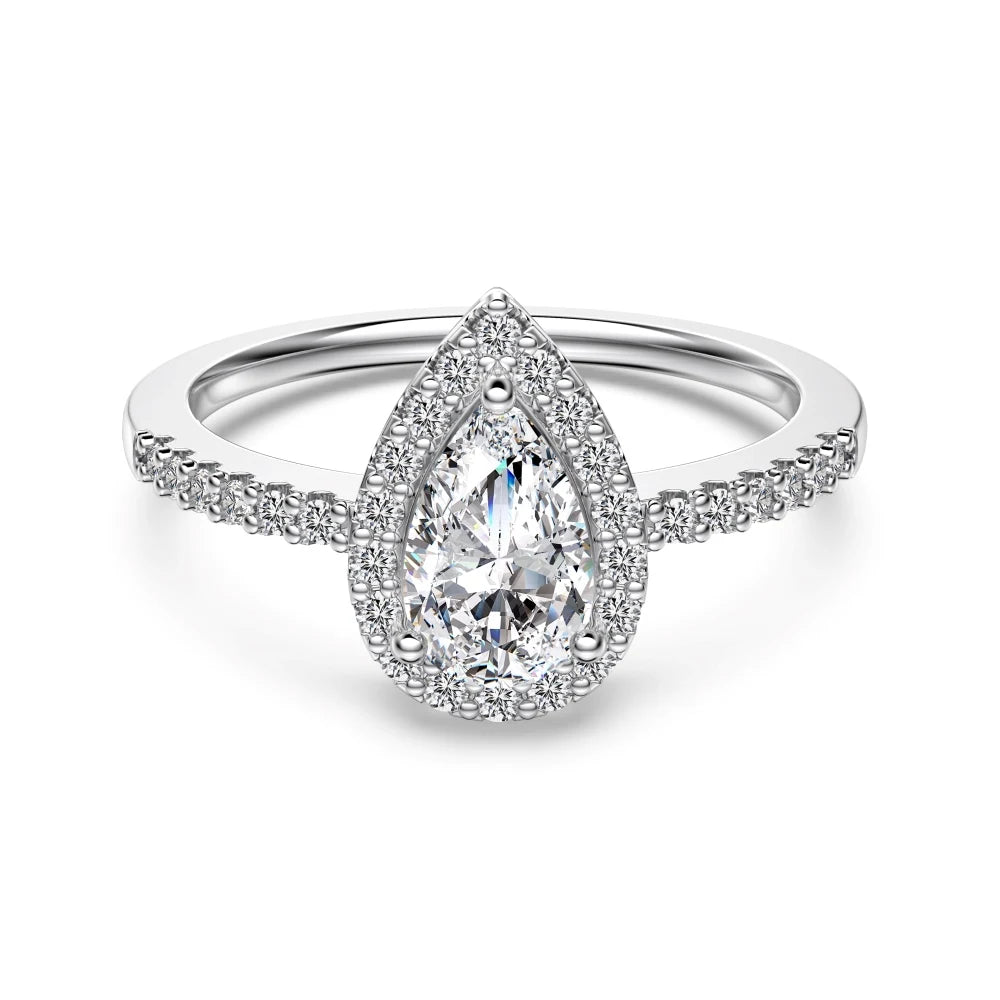 925 Silver Teardrop 5A CZ Engagement Ring DY121465 by KAKODIY