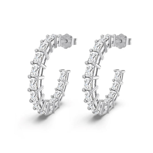 KAKODIY simple design 14K gold cubic zirconia shiny 925 Sterling Silver hoop earrings - product image 1