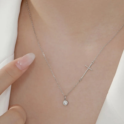 925 Silver Cross 5A CZ Pendant Necklace DY190358 product image 4