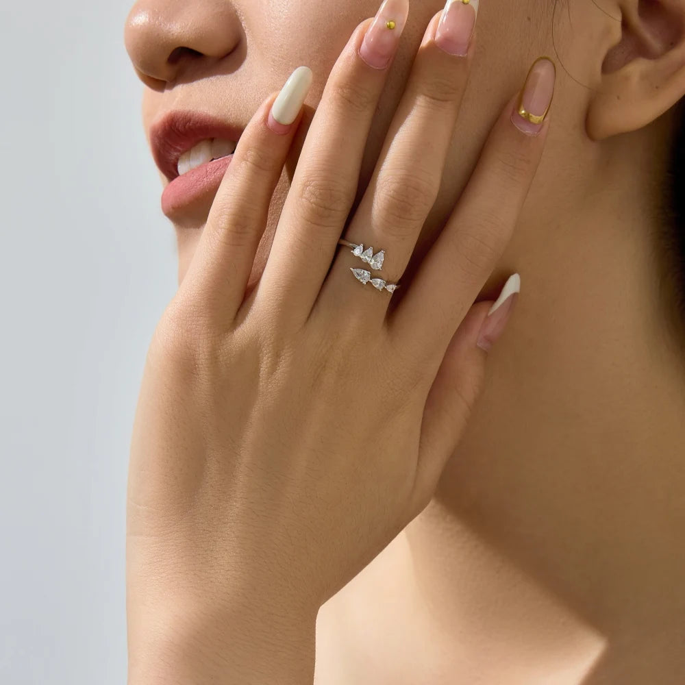 925 Sterling Silver 5A CZ Adjustable Ring DY121546 product image 3