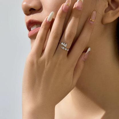 925 Sterling Silver 5A CZ Adjustable Ring DY121546 product image 3