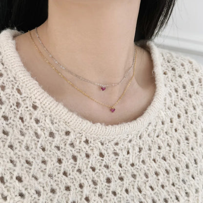 925 Sterling Silver Heart 5A CZ Pendant Necklace product image 2