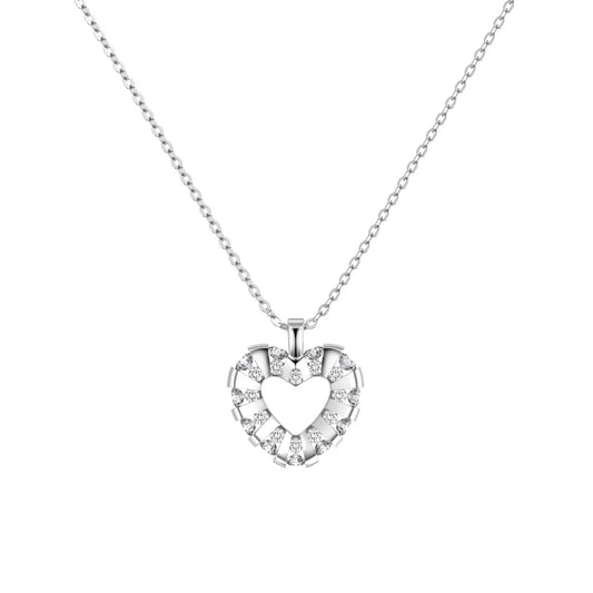 925 Silver Heart 5A CZ Pendant Necklace DY191802 by KAKODIY