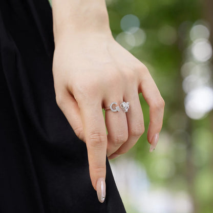 925 Sterling Silver 5A Zirconia Women Alphabet Capital Letter G Initial Stackable Adjustable Heart Rings Jewelry Gifts