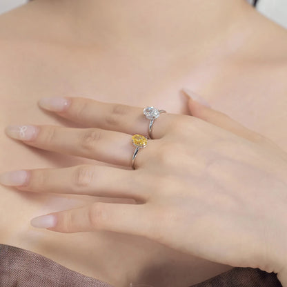 Jewelry Manufacturer Supplier S925 Silver Rhodium Plated Luxury Oval 8A Crushed Iced Out Cut Cubic Zirconia Women Ring
