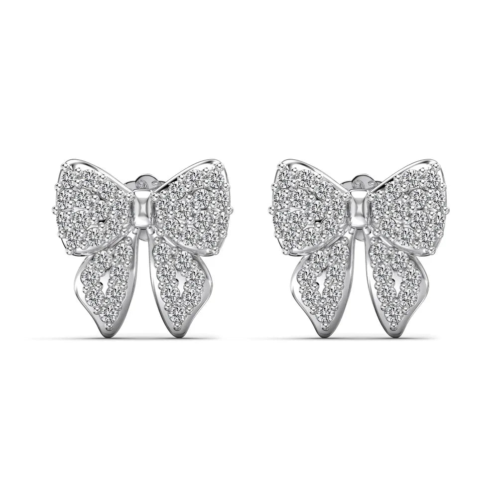 KAKODIY New Design Sterling Silver Christmas Collection Rhodium 18K Gold Plated 5A Cubic Zirconia Butterfly Bow Stud Earrings - product image 1