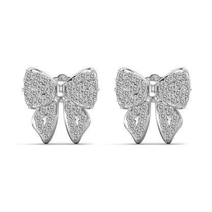KAKODIY New Design Sterling Silver Christmas Collection Rhodium 18K Gold Plated 5A Cubic Zirconia Butterfly Bow Stud Earrings - product image 1