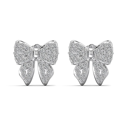 KAKODIY New Design Sterling Silver Christmas Collection Rhodium 18K Gold Plated 5A Cubic Zirconia Butterfly Bow Stud Earrings - product image 1